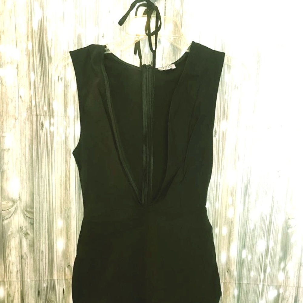TOBI Sexy mini black dress with neck string tie